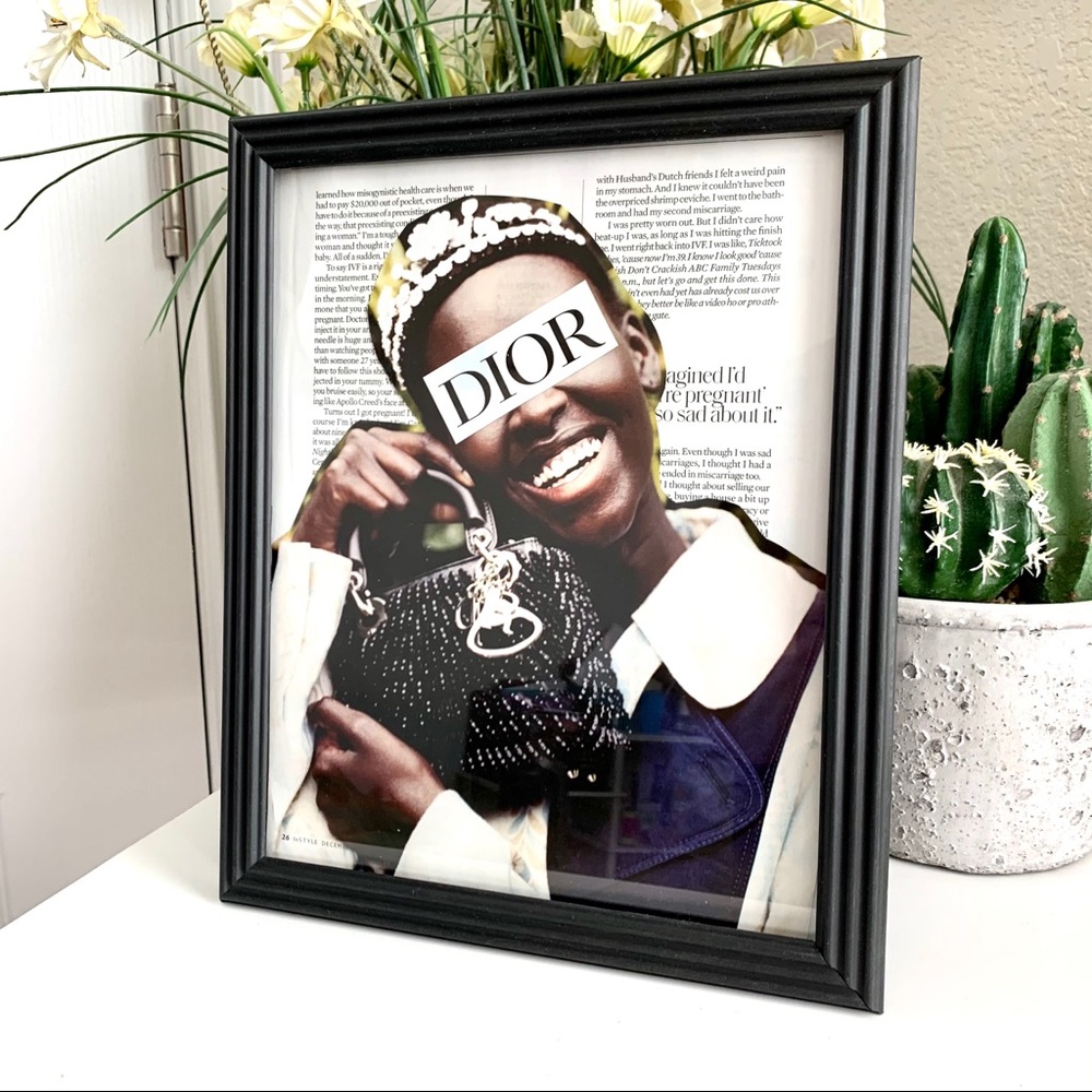 Dior Collage Wall Art Smiling Model Fashion Print Chic Paris Glam Decor
